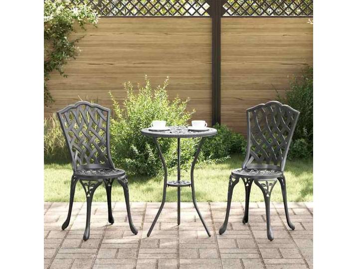 NEW 2026  Set de Table Bistro - lot de 3 - pour Balcon Terrasse -Noir Aluminium 53x53x70.5 cm S377