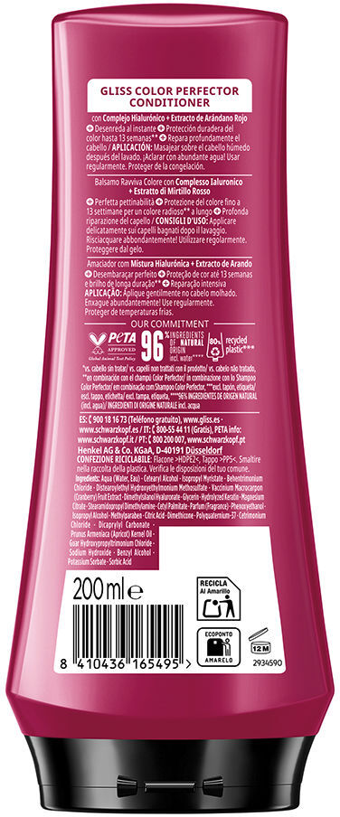 Schwarzkopf Mass Market Gliss Colour Perfector acondicionador 200 ml