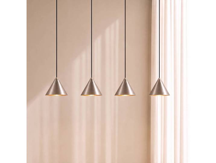 Hängeleuchte Rhodes Lucande, dimmbar, alu / grau / zink, für Wohn- / Esszimmer, Metall, Modern