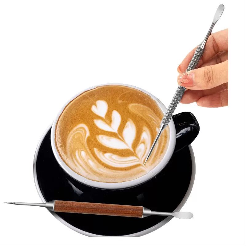 INF Outil d'Art Latte Professionnel & Boîte en Fer Argent