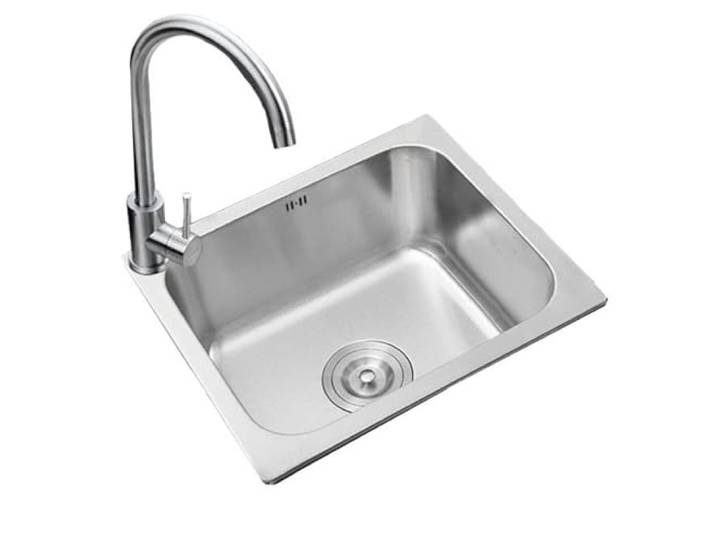 ZQFHSX Rechteckiges Küchenspülbecken, Edelstahlspülbecken, tragbar, für Gastronomie, mit Armatur, für den Innen- und Außenbereich, Wäscherei, Garten, (46×40×21cm)