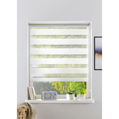 Doppelrollo OTTO HOME "MILO" Gr. 7, weiß, B:85cm H:150cm, Polyester, Rollos, Rollo in moderner Streifenoptik, für Fenster & Tür, NEUHEIT