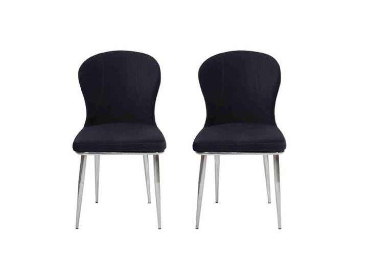 JVmoebel Esszimmerstuhl Gepolsterte Stühle in Schwarz mit stabilen Edelstahlelementen (2 St), Made in Europa