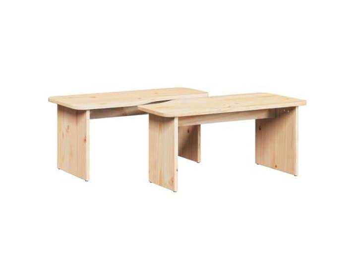 fsahslih 2er Set Couchtisch Massivholz Kiefer Beistelltisch Rund Zweiteiliges Holzdesign für Wohnzimmer und Schlafzimmer schafft flexible Ablageflächen für Dekoration und Getränke.