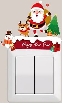 Modern Home Fixes Decorative Removable Wall Stickers, Xmas Wall Switch Stickers, New Year Christmas Decoration 4