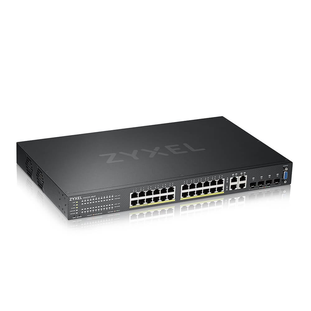 ZyXEL GS2220-28HP 24-Port + 4x SFP/Rj45 Gigabit L2 managed PoE+ Switch, 375W GS2220-28HP-EU0101F