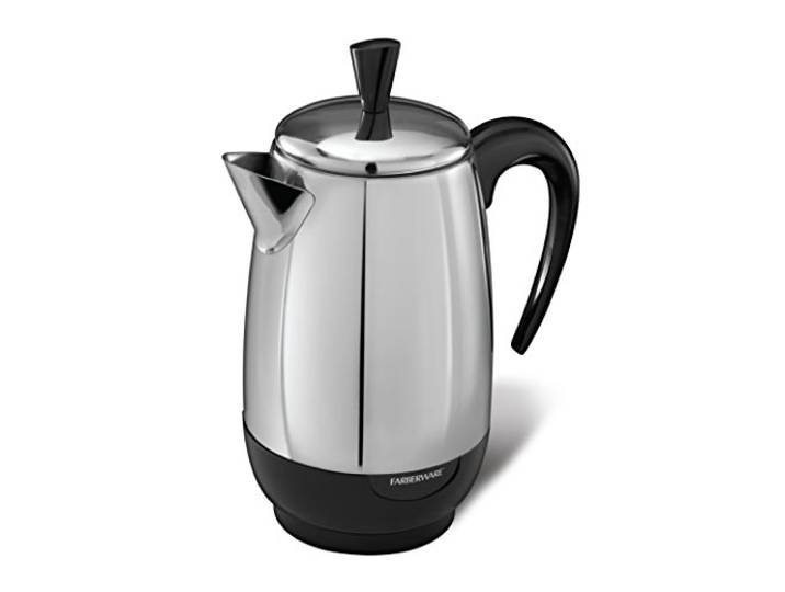 Farberware 8-Cup, Black Percolator, Stainless Steel, Perkolator für 8 Tassen, Edelstahl, FCP280, Schwarz
