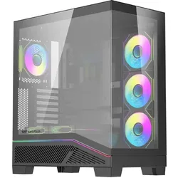 Darkflash Tech Computergehäuse DarkFlash K430 + 6 Lüfter (schwarz) (ATX, mATX, Mini-ITX), PC Gehäuse, Schwarz