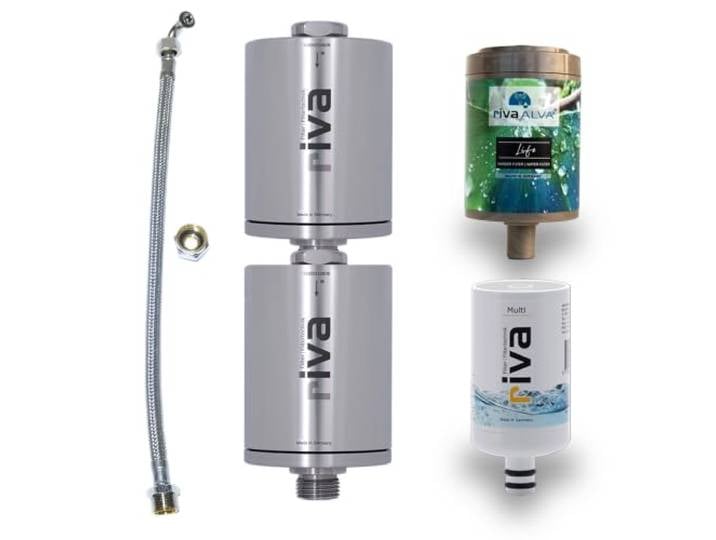rivaALVA Life SafePro Edelstahl Wasserfilter Set – Doppelfiltersystem mit Blockaktivkohle- und Bakterien- und Legionellenfilter inkl. Anschlussset