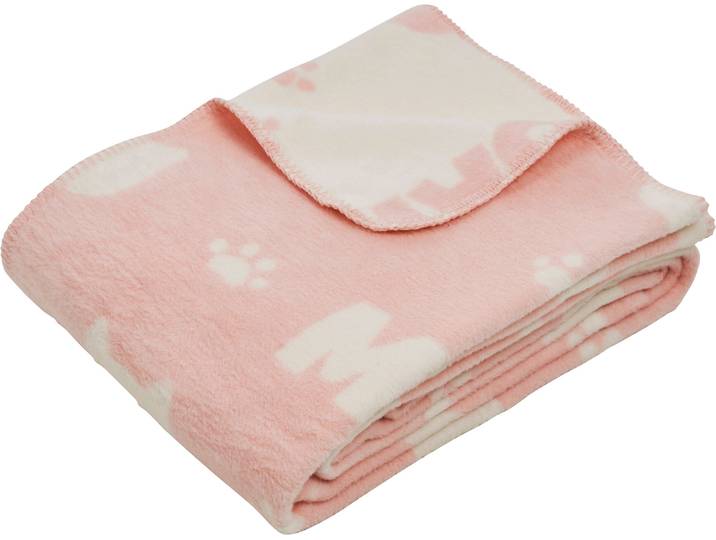 Wohndecke DONE. MIAU , rosa (rosa, beige), B:150cm L:200cm, Baumwolle, Polyacryl, Wohndecken, Wohndecke, Angenehm weich und warm in der Haptik