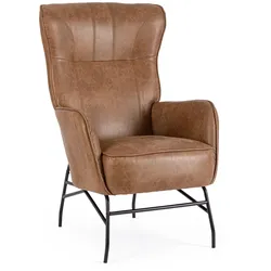 Sessel Nasira aus Kunstleder, klassisches Design, braun, gepolstert, Metallgestell