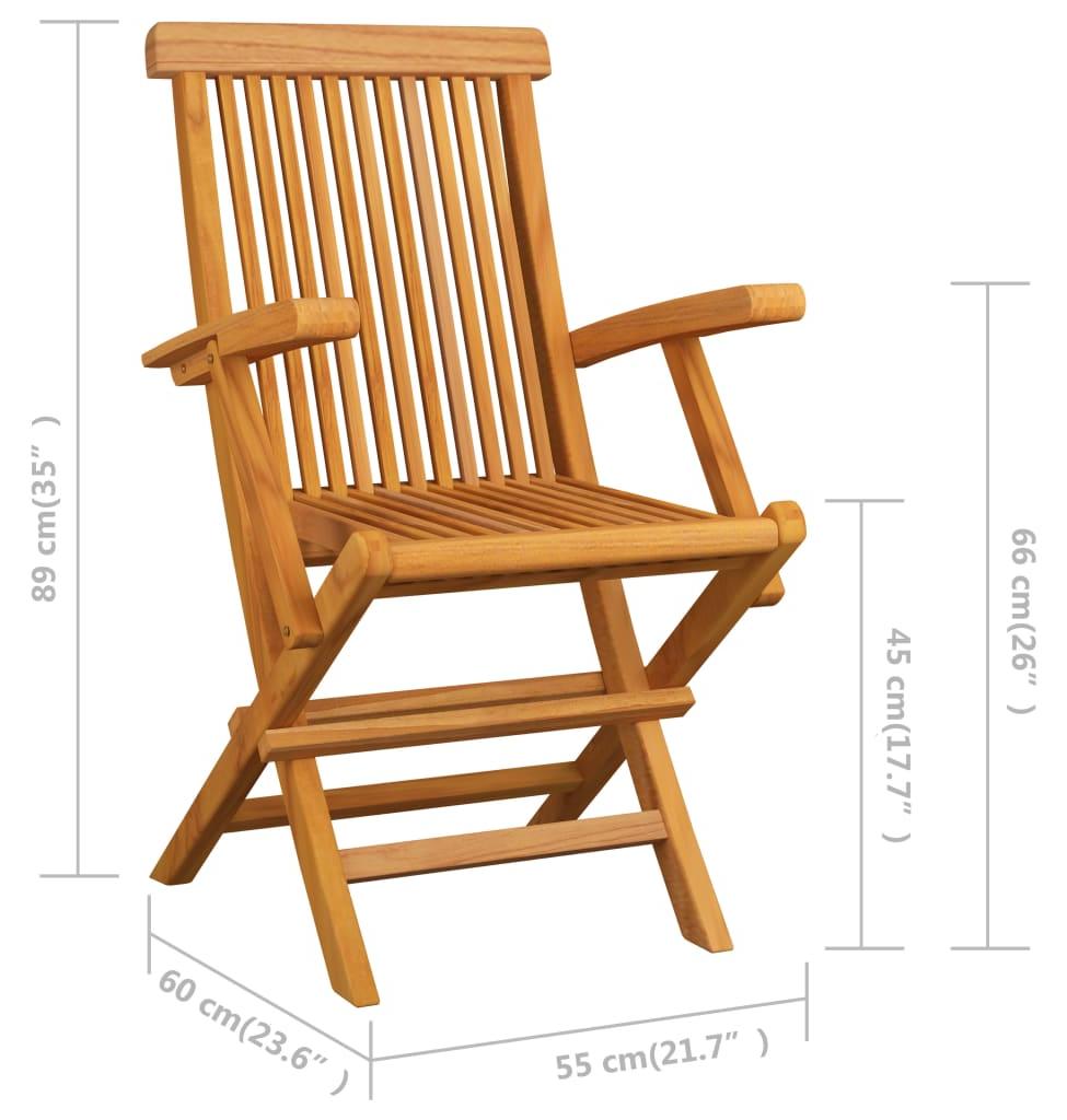 vidaXL Klappstühle mit blauen Kissen, 8-teilig, Massivholz Teakholz
