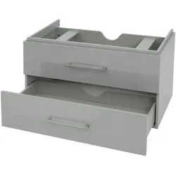 Premium Waschbeckenunterschrank MCW-D16, Waschtischunterschrank Waschtisch Badmöbel, hochglanz 90cm ~ grau