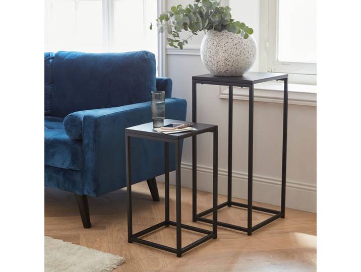 Lot de 2 tables d'appoints gigognes noires