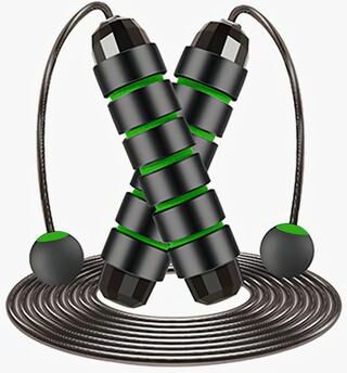 Uplift Essentials Tangle Free Speed Wire Jump Rope two purpose green