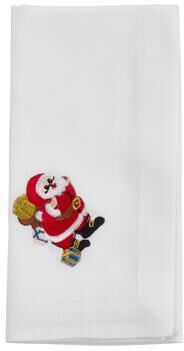 "Saro Lifestyle Embroidered Table Napkins With Santa Design (Set of 4) - 20""x20"""