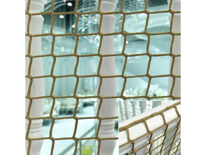 TriverNtrustD Sicherheitsseilnetz, Hochbett-Sicherheitsnetz für Kinder, Balkon-Treppengeländer-Haustier-/Katzennetz, Gartenzaun-Sportnetz, Schutznetz für Drinnen Und Drau(Size:4x6M,Color:Khaki)