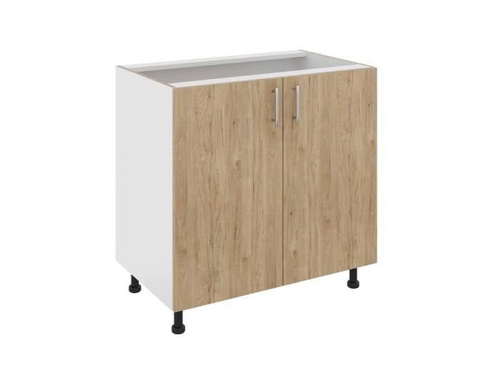 Meuble bas haaus Karo 2 portes Bois Naturel/Blanc 80 x 50 x 80 cm