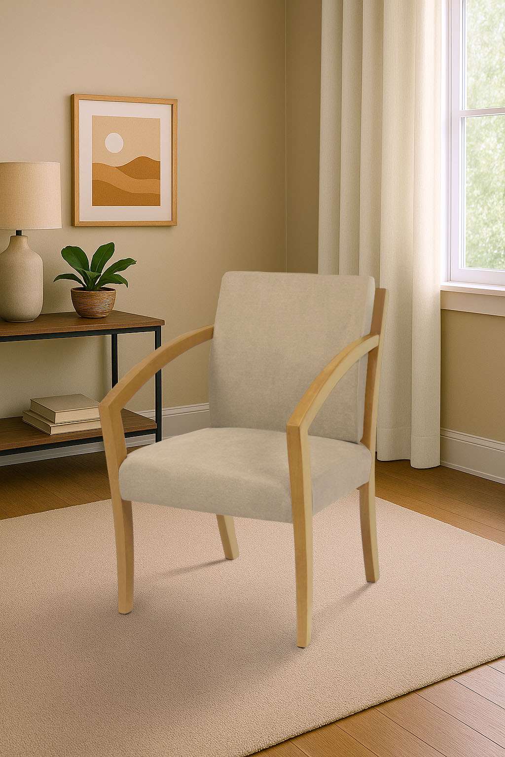 Esszimmerstuhl HOME AFFAIRE "G98 George Armlehnstuhl, Sessel, in 3 Gestellfarben Made in Italy", beige (beige, natur, beige), B:58,5cm H:87cm T:65cm, Massivholz, Stühle, Esszimmerstuhl, Extra-confort, Fleckenabweisendes Gewebe, Massivholz beige, natur, be