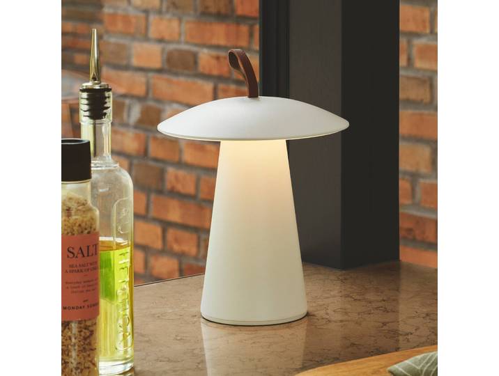 Nordlux LED-Akku-Tischleuchte Ara To-Go, Aluminium, weiß dimmbar, weiß / opal, für Wohn- / Esszimmer, Aluminium