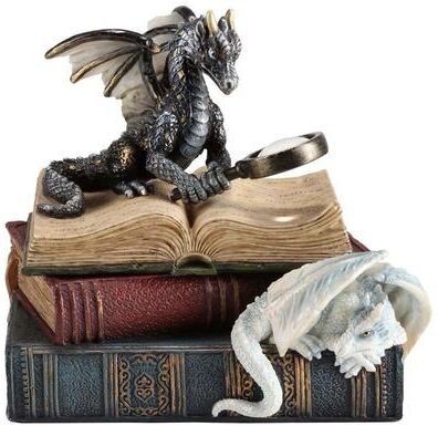 Unicorn Studio 5.12 in H Miniature Scholars Trinket Box Poly Resin