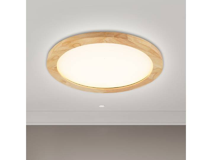 LED-Deckenleuchte Hina Ø 40cm Braun Material: Holzwerkstoff, Metall Metallart: Eisen Oberfläche Holz: Geölt Oberfläche Metall: Lackiert