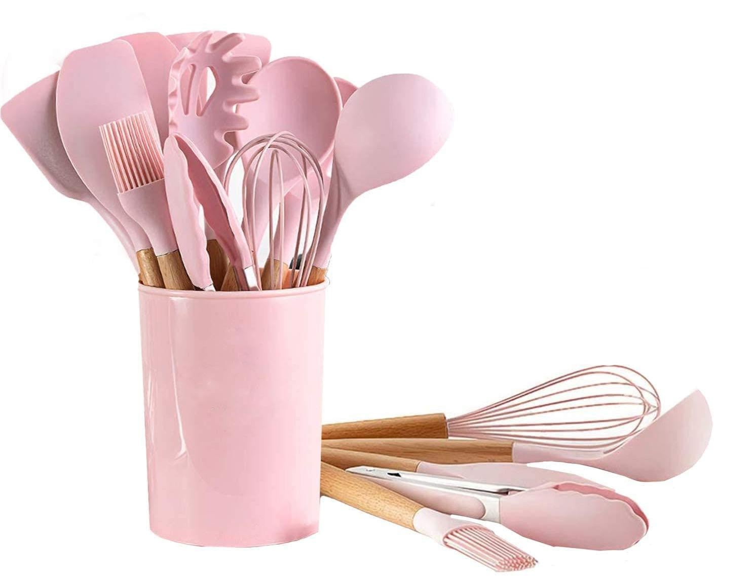 Solidchoice 12-delige silicone keukengerei set met houten handvatten