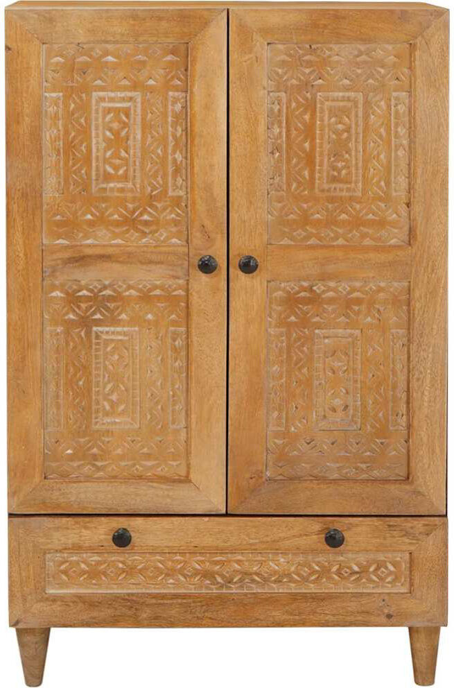 17 Stories Highboard with Drawer with Shelf with Storage Solid mango wood Modern Brown 60;100cm H X 60cm W X 33cm D