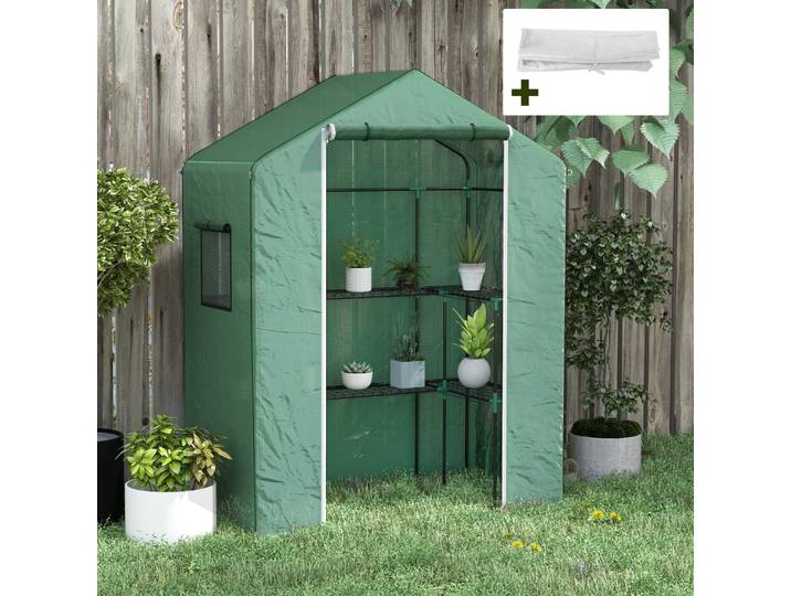 Outsunny Serre Jardin avec Bâche 135g/m² et Étagères