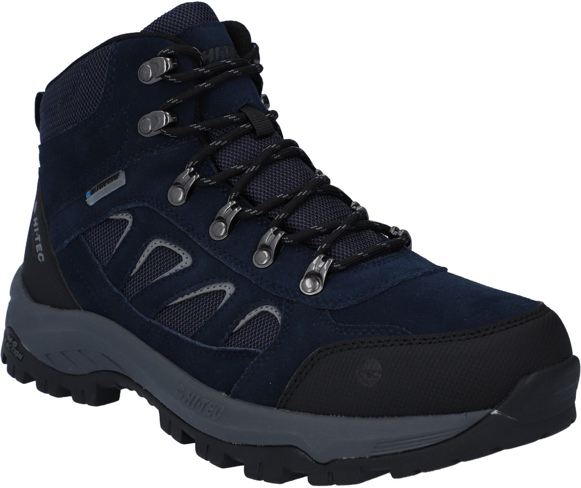 Wanderschuh HI-TEC "Hi-Tec Stiefel Bandera Expedition Wp", Herren, Gr. 42, Normalschaft, blau (mitternachtsblau, lavagrau, steinbruch), Obermaterial: 60% Rindswildleder/30% Kunstfell/10% Synthetik Futter: 100% Textil Innensohle: 90% EVA/10% Textil Laufsoh