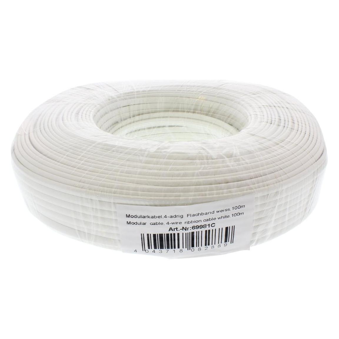 InLine Modularkabel, 4 Adern, Weiss, 100 m, Ring (69981C) (69981C)