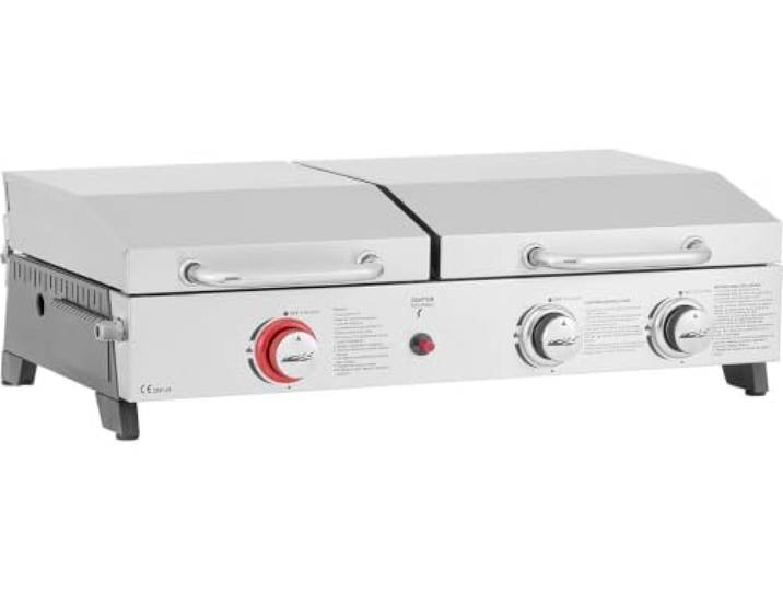 Plancha Gasgrill mit Rost und Plancha Flamo - 3 Brenner - Grau