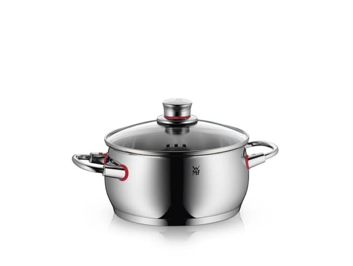 WMF Quality One Kochtopf groß 20cm, Glasdeckel mit Dampföffnung, Bratentopf Induktion 3,4l, Cromargan Edelstahl poliert, unbeschichtet