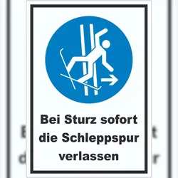 HB-Druck Bei Sturz sofort die Schleppspur verlassen Aufkleber A0 (841x1189mm)
