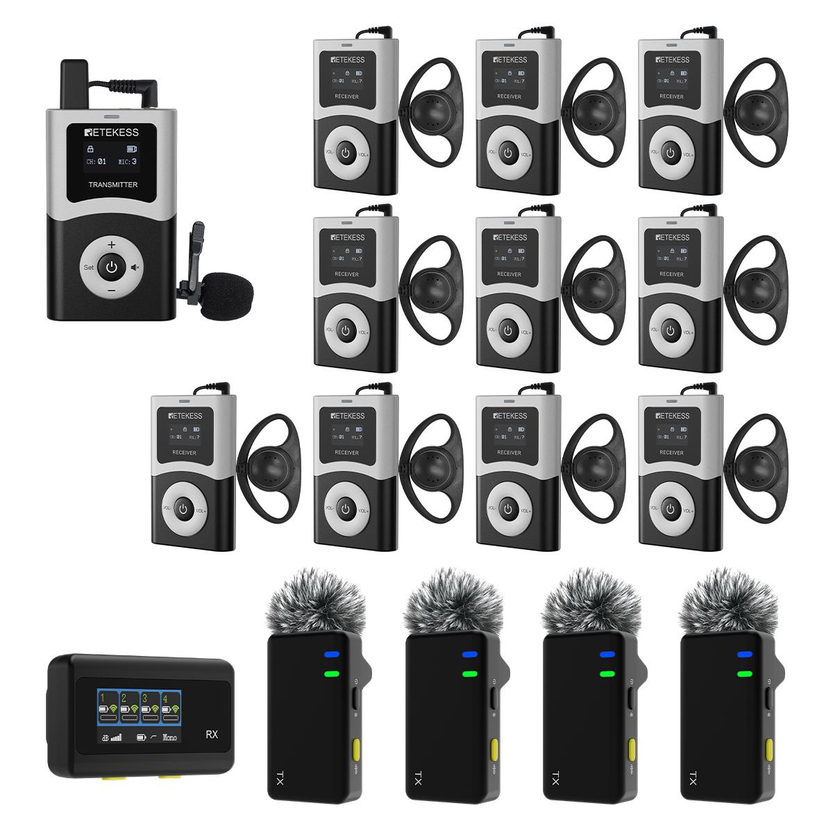 Retekess T130U-SVMic D4 Tour Guide System, kabellose Mikrofonsystem, 400m lange Distanz, lange Akkulaufzet,DSP-Rauschunterdrückung,für Reise Konferenz