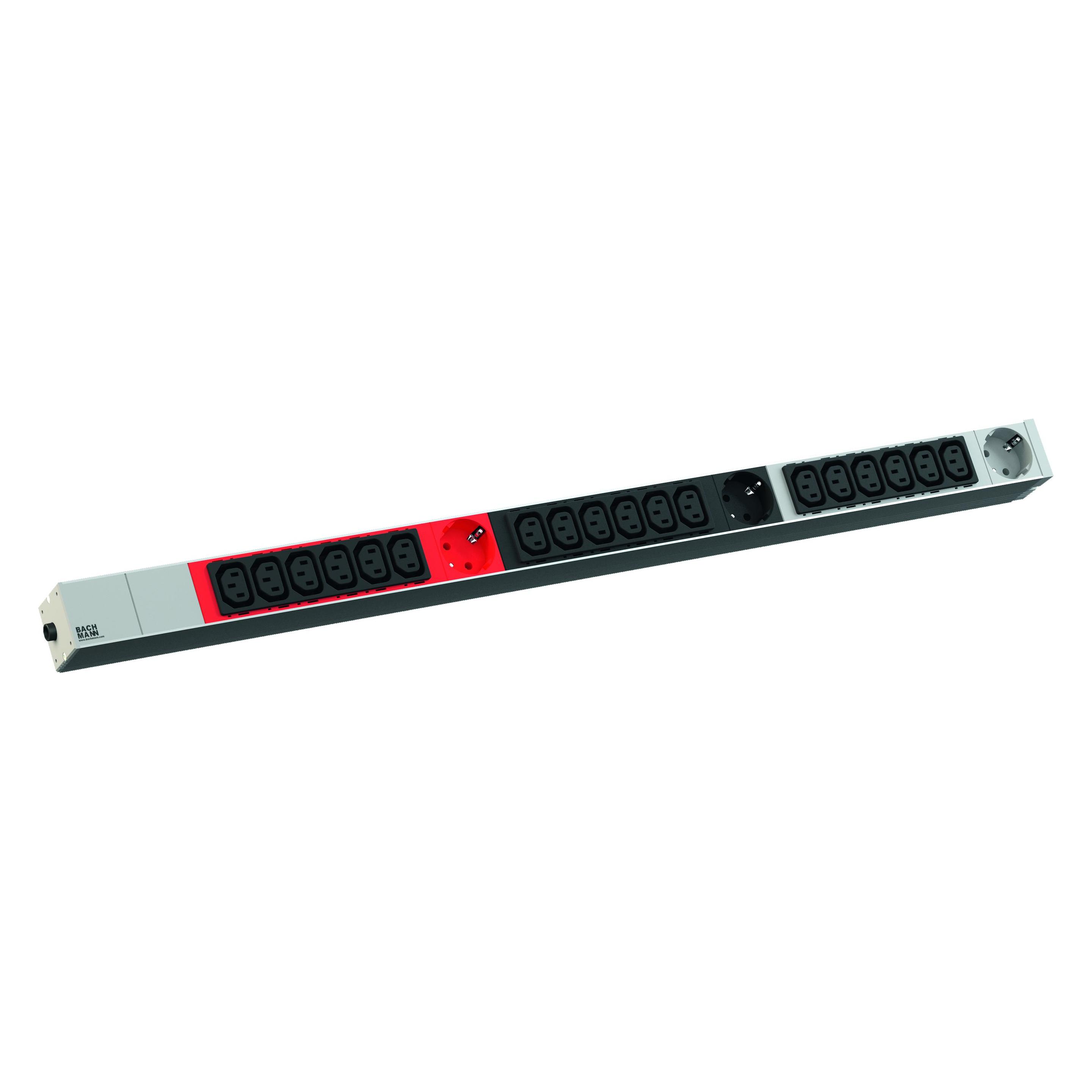 Bachmann IT PDU ALU 1HE 18x C13 3x Schutzkontakt CEE 3x 16A rot (800.2337)