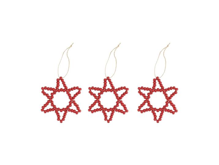 Scandi Living Suspension de sapin étoile Craft Lot de 3 Rouge