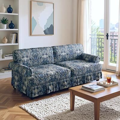 Homy Casa 3/4-Seater Chenille Cloud Sofa with Rolled Arms & Pleated Skirt, Extra Deep Seat, Multiple Colors