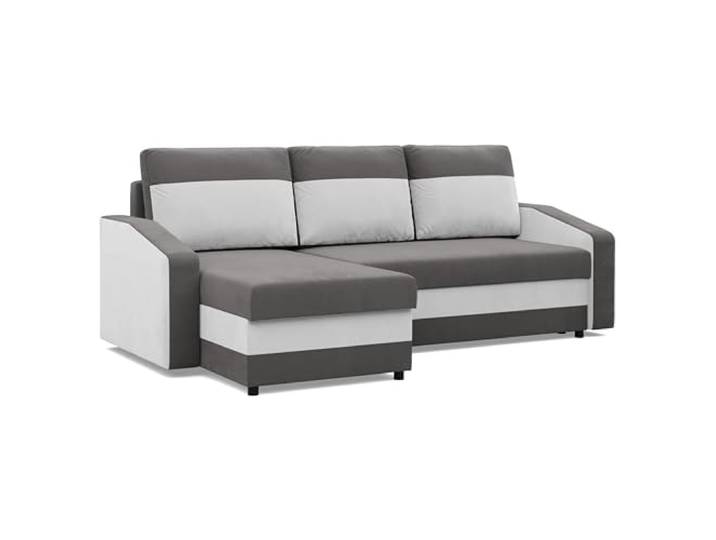 Mebligo - Ecksofa mit Schlaffunktion und Bettkasten Orion, Eckcouch Universelle Seite, Sofa L Form (BxTxH) 231 x 140 x 85 cm, Couch Wohnzimmer, Ecke Sofa, Grau + Weiß (Mikro 27 + Mikro 31)
