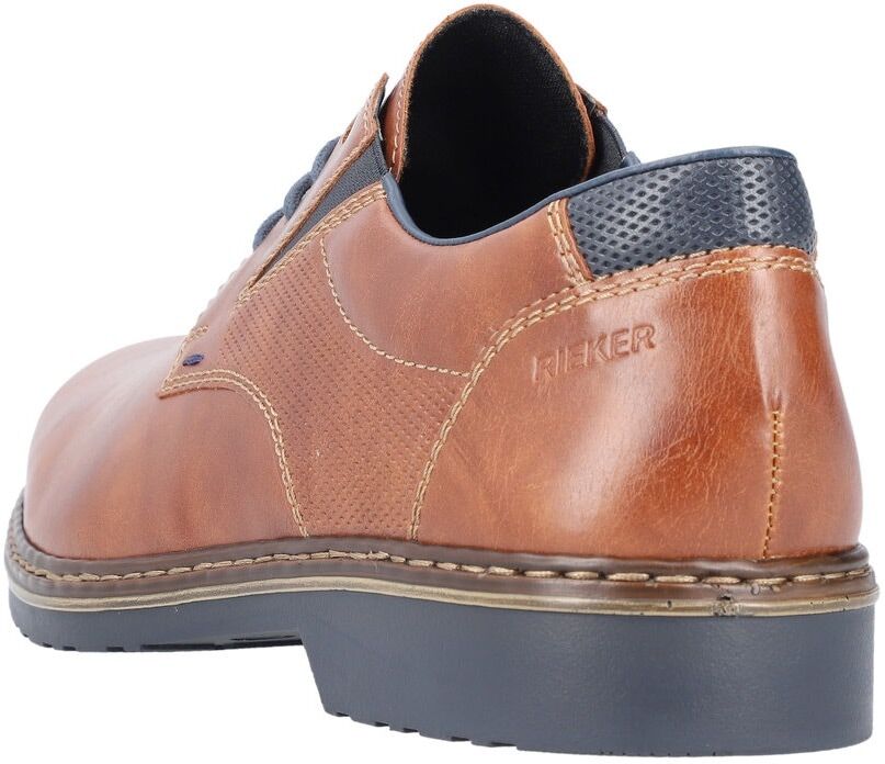 Schnürschuh RIEKER, Herren, Gr. 44, Synthetik, braun (cognac), Schuhe Schnürschuh, mit Stretcheinsatz, Freizeitschuh, Halbschuh, Schnürschuh