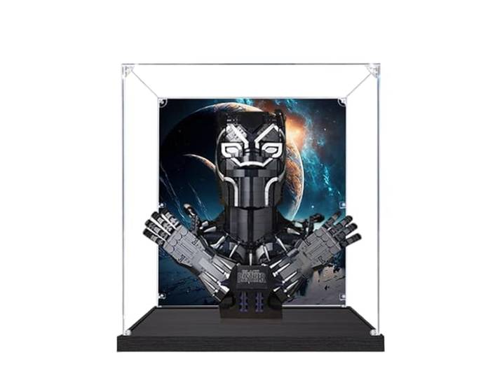 Acryl-Vitrine für Lego 76215 Black Panther Modell, 3 mm staubdichte Schaukasten, Vitrine kompatibel mit Lego 76215 (Modell nicht im Lieferumfang enthalten) (Hintergrundaufbau 3 mm A)