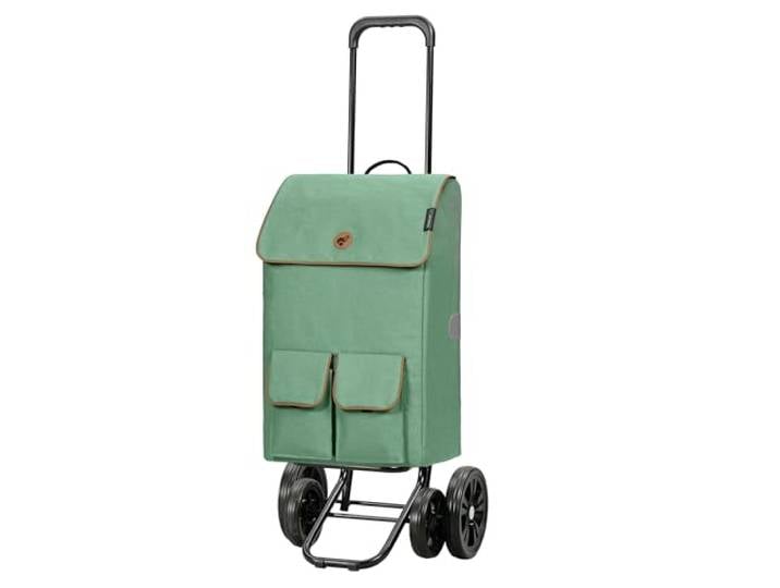 ANDERSEN Einkaufstrolley - Quattro Shopper Ipek Ma Salbei mit 4 Rädern, höhenverstellbar, schieb- und ziehbar, bis 50 kg - Tasche als Kühltasche, Fronttasche, Reflektoren, 42 L