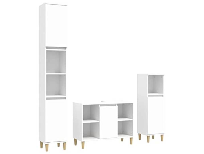 Heofavd 3-TLG. Badmöbel-Set Unterschrank und Zwei Standschränke, Weiß