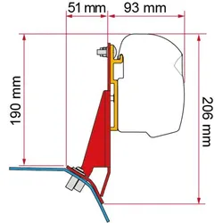 Fiamma Kit Ford Custom V 710 / VW Transporter ab 2025 Lift Roof Spezialhalterung für Markise LHD
