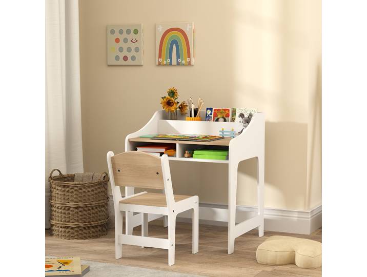 AIYAPLAY Bureau et Chaise Enfant 3-8 Ans avec Rangement Bois
