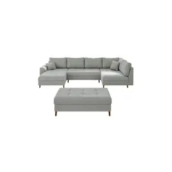 S-STYLE Wohnlandschaft mit Hocker  Maya ¦ grau ¦ Maße (cm): B: 310 H: 81