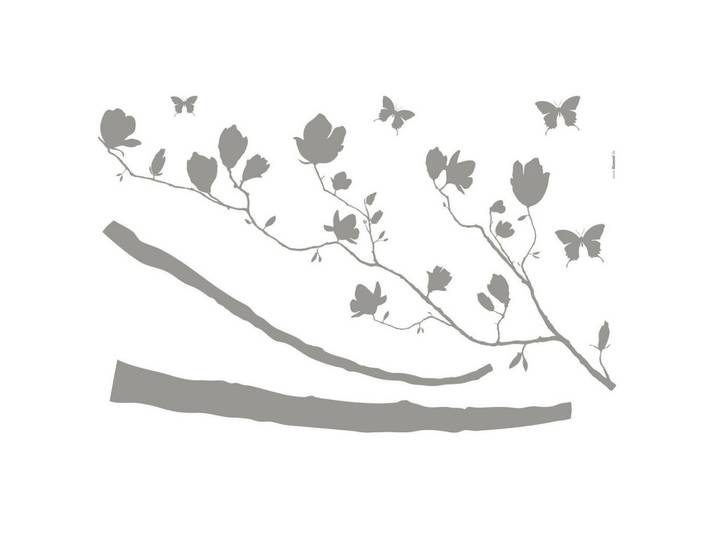 Komar Dekosticker Arabesque, Grau, Klar, Kunststoff, 10-teilig, Bäume, Blumen, 100x70 cm, Made in Germany, einfache und schnelle Anbringung, Tapeten & Wandverkleidungen, Wandtattoos & Sticker, Wandsticker