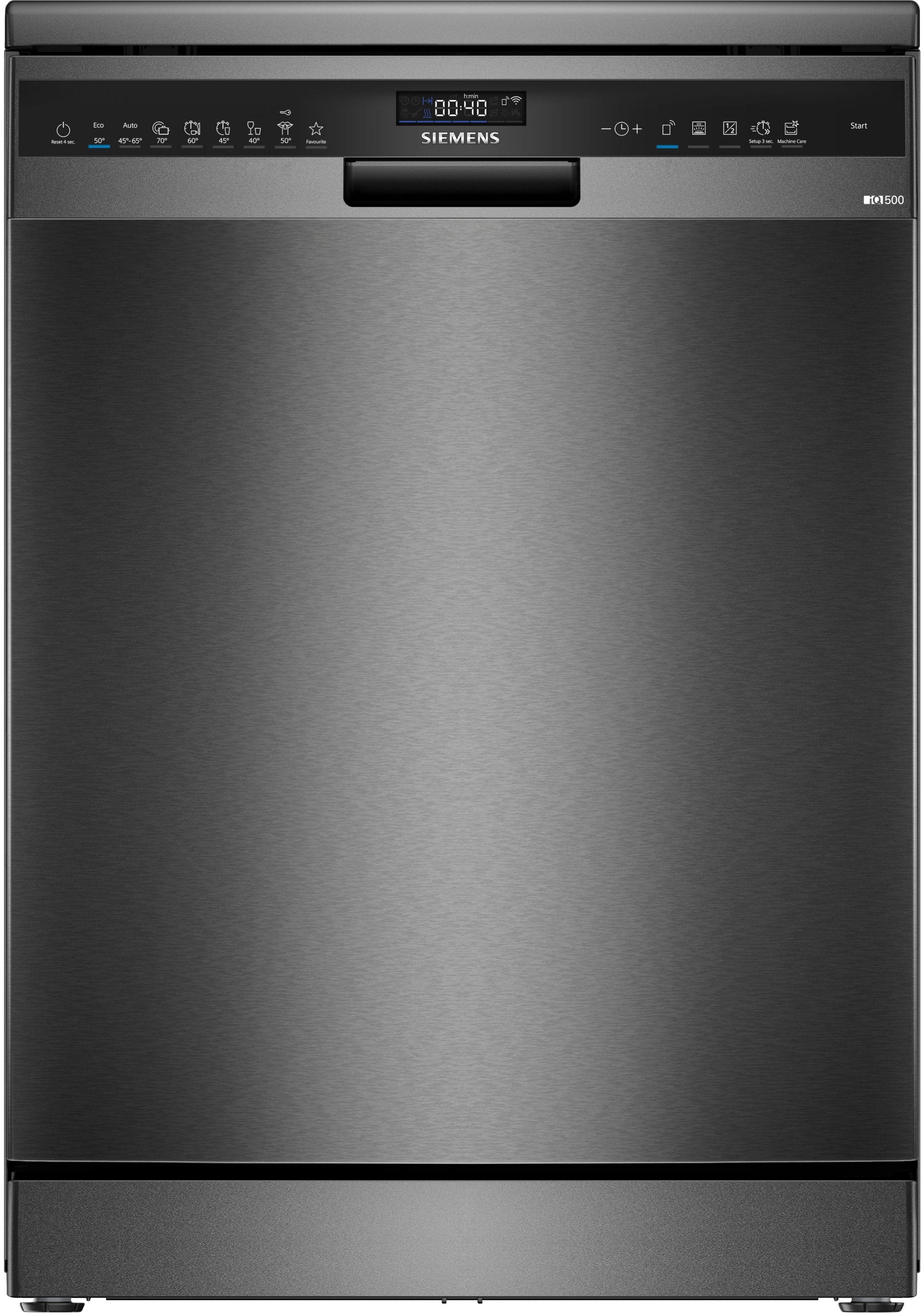 Siemens iQ500 SN25EC13CE 60 cm Geschirrspüler freistehend sehr leise 14 Maßgedecke aquaStop Funktion Wärmetauscher/Trocknungsassistent (Schwarz, Edelstahl)