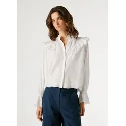 Pepe Jeans für Damen. PL3051401 Bella weißes Hemd (L), Lässig, Baumwolle, Klassisch, Langarm