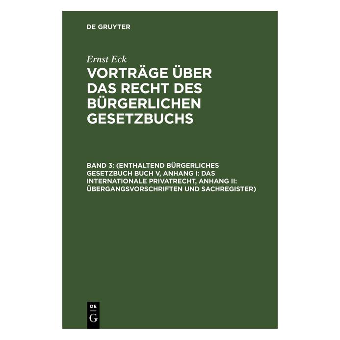 De Gruyter Eck:(Enthaltend Bürgerliches Gesetzbuch (67780123)